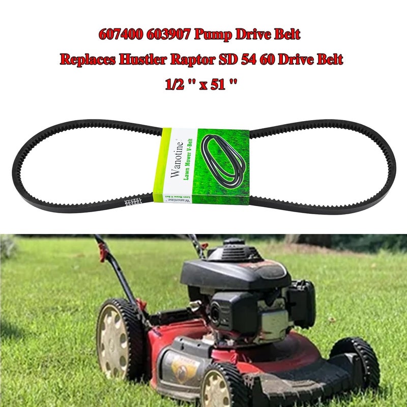 Wanotine 607400 603907 Pump Drive Belt Replaces Hustler Raptor SD 54 60 Drive Belt, Fits Raptor SD 52'' 54'' 56'', Raptor SDX, Raptor Limited Zero Turn Mowers (1/2” x 51”) - Image 3